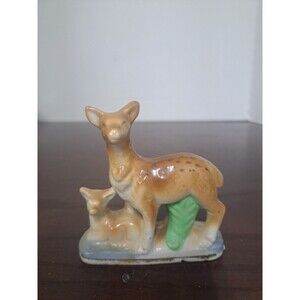 1950s Doe And Fawn Porcelain Figurine Made In Japan